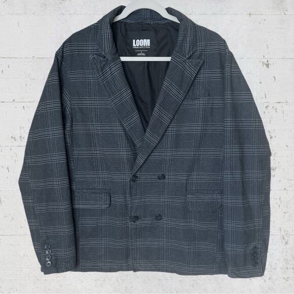 Loom Urban Outfitters Check Double Breasted Blazer Size Small Academia Grunge - Picture 4 of 11